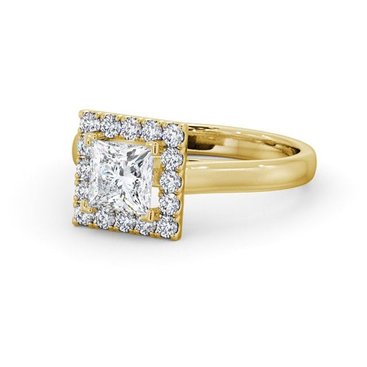 Princess Cut Halo 0.65CTW Lab Grown Diamond Engagement Ring  customdiamjewel 10KT Yellow Gold VVS-EF