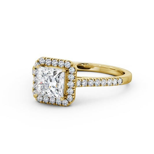 0.65CTW Princess Halo Lab Grown Diamond Ring  customdiamjewel 10KT Yellow Gold VVS-EF