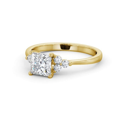 0.80CTW princess cut Lab Grown Diamond Ring  customdiamjewel 10KT Yellow Gold VVS-EF
