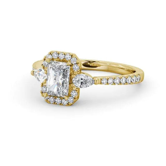 Halo Radiant Cut 1CT Lab Grown Diamond Ring  customdiamjewel 10KT Yellow Gold VVS-EF