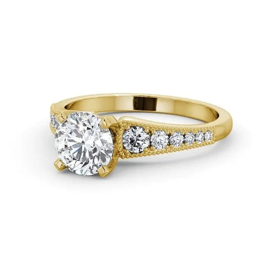 Round 1.50CT Lab Grown Diamond Engagement Ring  customdiamjewel 10KT Yellow Gold VVS-EF