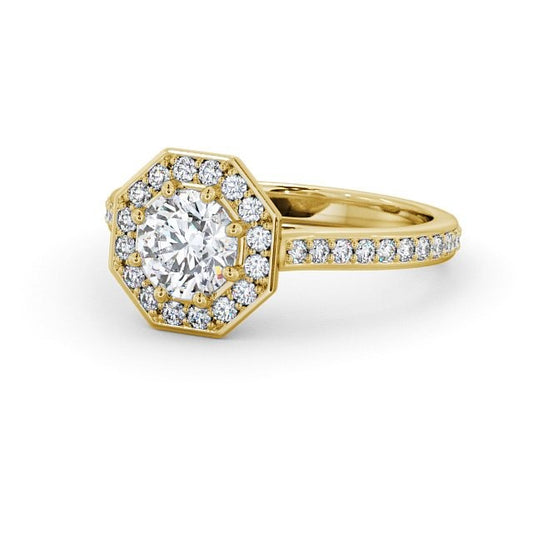 1.25CTW Hexagon Shape Halo Lab Grown Diamond Ring  customdiamjewel 10KT Yellow Gold VVS-EF