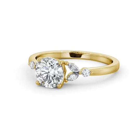 1.20CT Round Cut Cluster Lab Grown Diamond Engagement Ring  customdiamjewel 10KT Yellow Gold VVS-EF