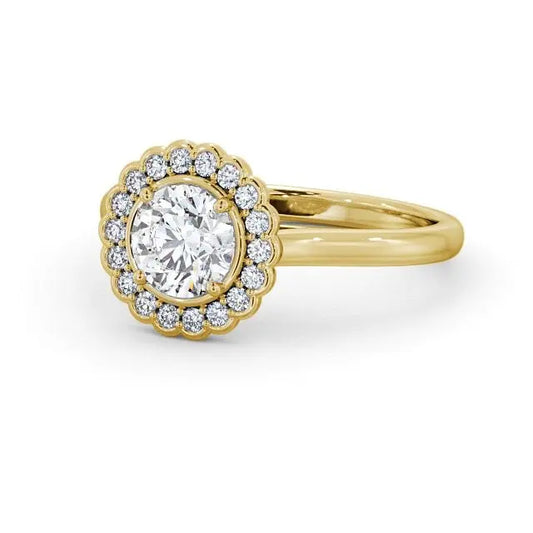 0.95CT Halo Round Lab Grown Wedding Ring  customdiamjewel 10KT Yellow Gold VVS-EF