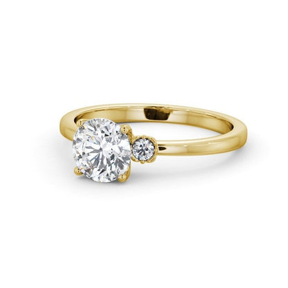 1.20CTW Three Stone Lab Grown Diamond Ring  customdiamjewel 10KT Yellow Gold VVS-EF