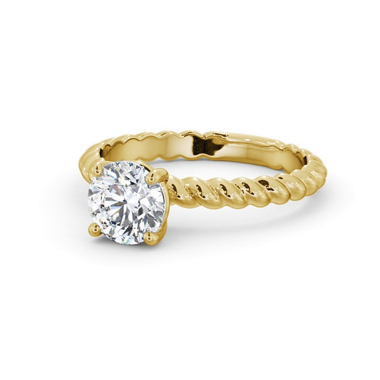 Rope Style Round Cut 2.00CT Solitaire Lab Grown Diamond Ring  customdiamjewel 10KT Yellow Gold VVS-EF