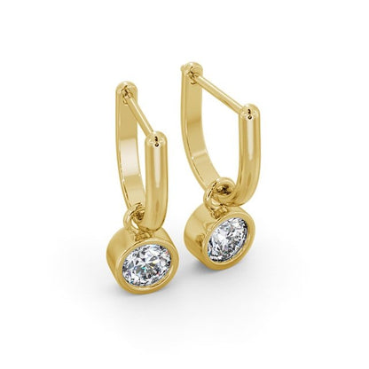 0.80 CTW Round Lab Grown Drop Earrings  customdiamjewel 10KT Yellow Gold VVS-EF