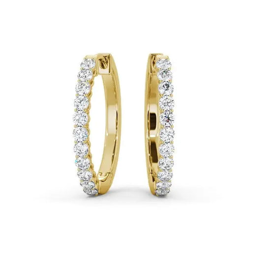 0.45CTW Round Cut Lab Grown Diamond Hoop Earrings  customdiamjewel 10KT Yellow Gold VVS-EF