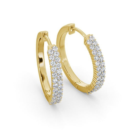 1.0 CTW Hoop Round Lab Grown Diamond Earrings  customdiamjewel 10KT Yellow Gold VVS-EF