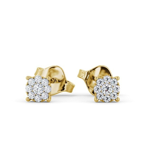 0.15CTW Cluster Halo Lab Grown Diamond Earrings  customdiamjewel 10KT Yellow Gold VVS-EF