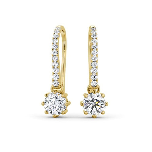 1.35CTW Round Lab Grown Diamond Drop Earrings  customdiamjewel 10KT Yellow Gold VVS-EF