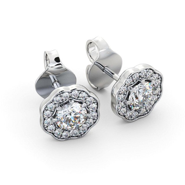 1.20CTW Halo Round Lab Grown Diamond Earring  customdiamjewel   