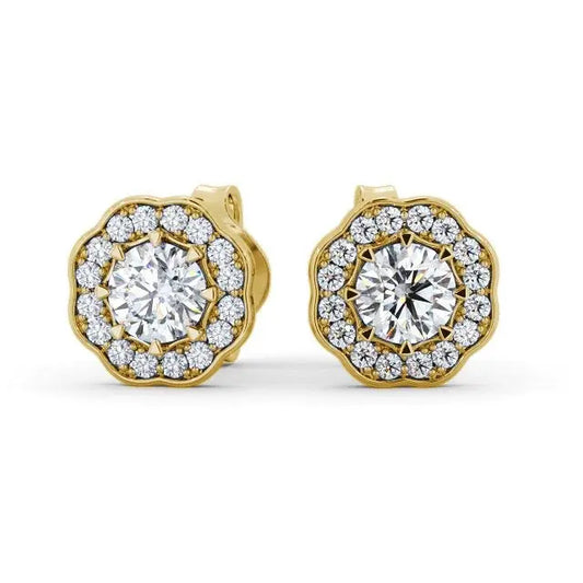 1.20CTW Halo Round Lab Grown Diamond Earring  customdiamjewel 10KT Yellow Gold VVS-EF