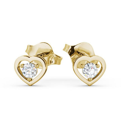 1.20CTW Heart Shaped Round Diamond Stud Earrings