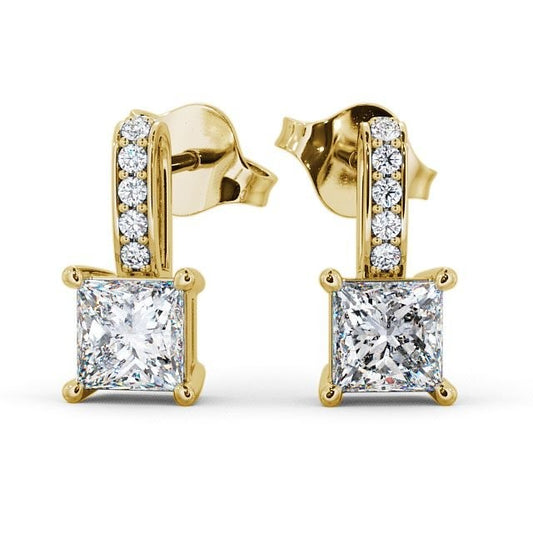 1.88CTW Princess Lab Grown Diamond Drop Earrings  customdiamjewel 10KT Yellow Gold VVS-EF
