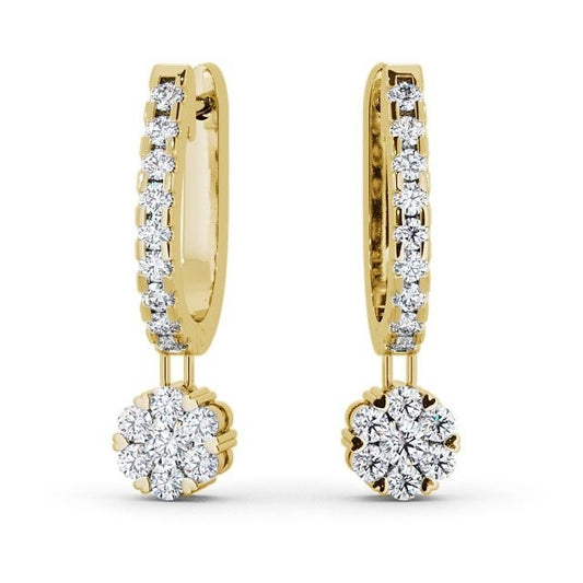 1.95CTW Round Lab Grown Diamond Dangle Earrings  customdiamjewel 10KT Yellow Gold VVS-EF