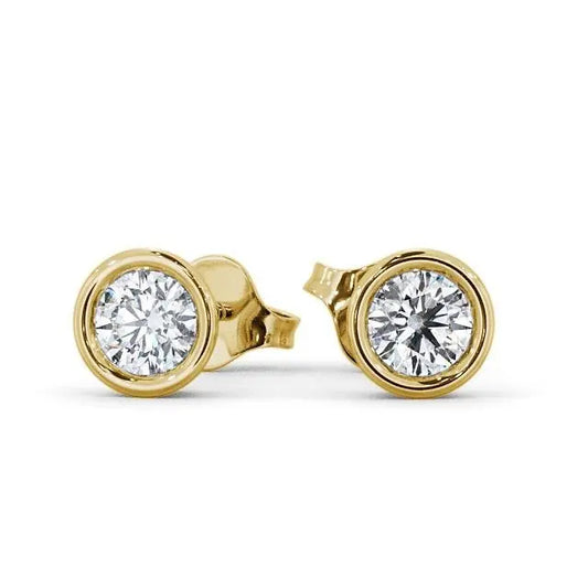 1.40CTW Round Cut Bezel Set Stud Earrings  customdiamjewel 10KT Yellow Gold VVS-EF