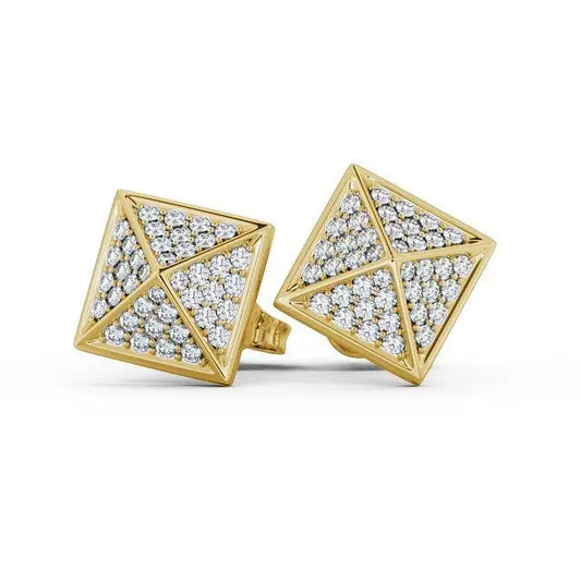 Pyramid Style 0.38CTW Round Lab Grown Diamond Earrings  customdiamjewel 10KT Yellow Gold VVS-EF