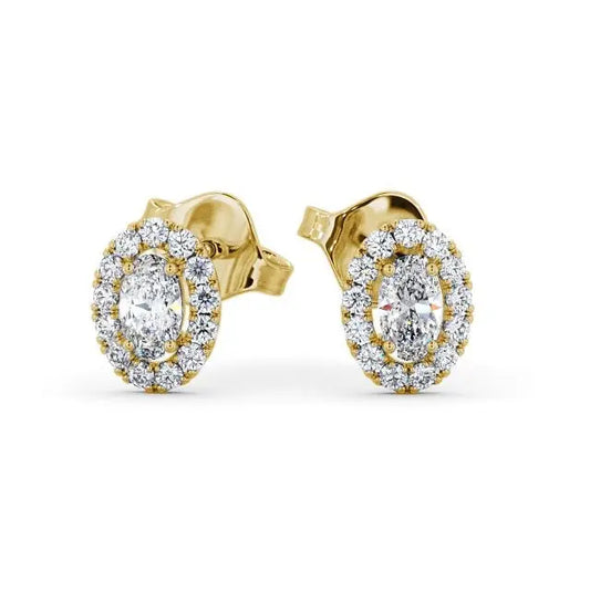 0.65CTW Halo Oval Cut Lab Grown Diamond Earring  customdiamjewel 10KT Yellow Gold VVS-EF