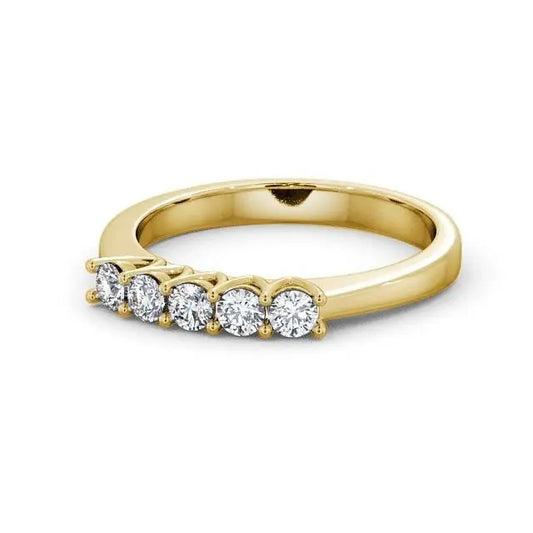 0.50CT Round Five Stone Lab Grown Diamond Ring  customdiamjewel 10KT Yellow Gold VVS-EF