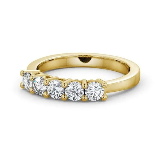 0.75CT Five Stone Round Lab Grown Diamond Ring  customdiamjewel 10KT Yellow Gold VVS-EF