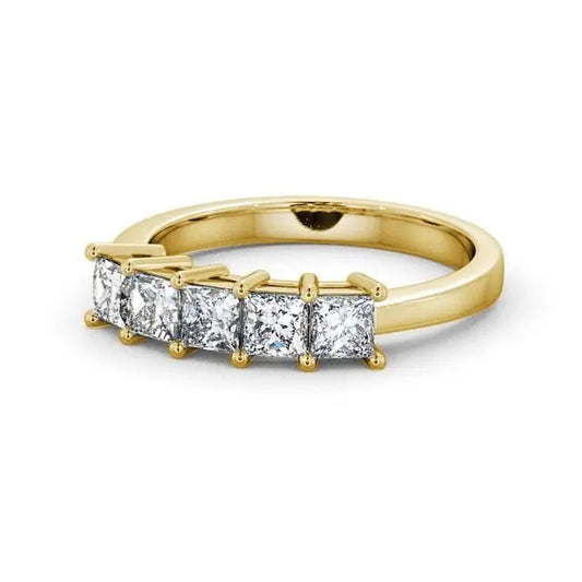 1.00CTW Five Stone Princess Lab Grown Diamond Ring  customdiamjewel 10KT Yellow Gold VVS-EF