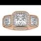 5.23CTW Princess Three Stone Ring Halo Diamond Ring