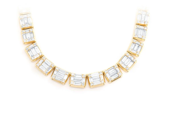 Square baguette Diamond Hip Hop Chain Necklace  customdiamjewel   