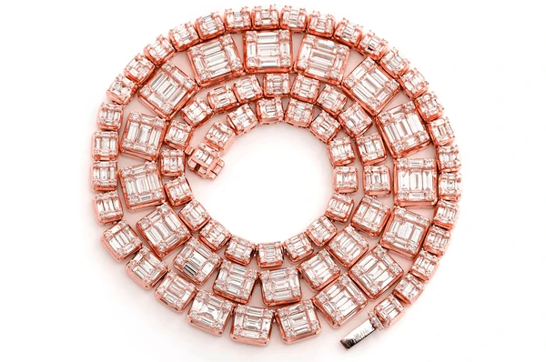 Square baguette Diamond Hip Hop Chain Necklace  customdiamjewel   