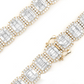 Round & Baguette Rectangle Halo Cuban Chain Necklace  customdiamjewel   