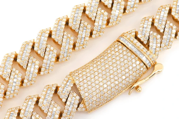 Baguette Diamond Hip Hop Cuban Chain Necklace  customdiamjewel   