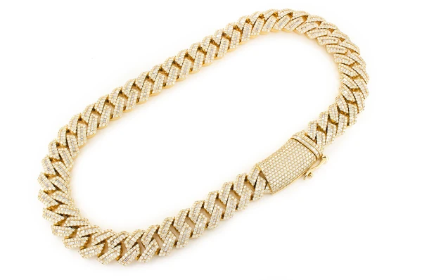 Baguette Diamond Hip Hop Cuban Chain Necklace  customdiamjewel   