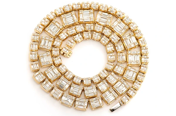 Square baguette Diamond Hip Hop Chain Necklace  customdiamjewel   