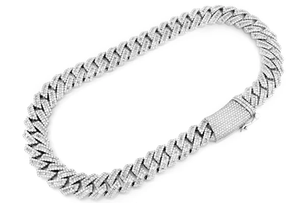 19mm Baguette Diamond Cuban Link Chain For Rappers  customdiamjewel   