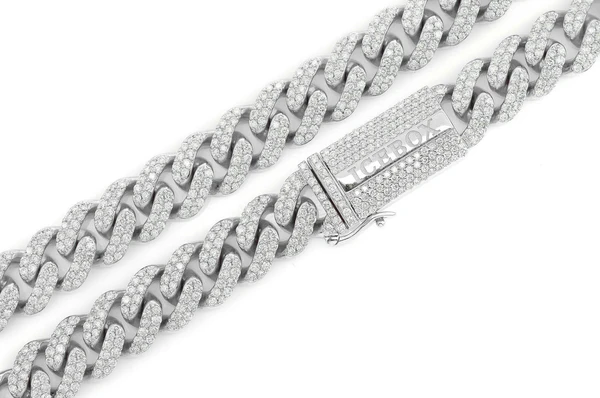 Round Diamond 12mm Miami Cuban Chain Necklace  customdiamjewel   