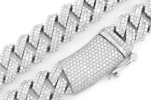 Baguette Diamond Hip Hop Cuban Chain Necklace  customdiamjewel   