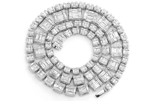 Square baguette Diamond Hip Hop Chain Necklace  customdiamjewel   