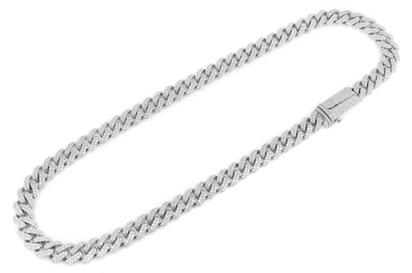 Round Diamond 12mm Miami Cuban Chain Necklace  customdiamjewel   