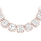 Round & Baguette Rectangle Halo Cuban Chain Necklace  customdiamjewel   