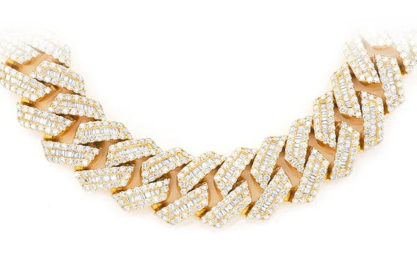 Baguette Diamond Hip Hop Cuban Chain Necklace  customdiamjewel   