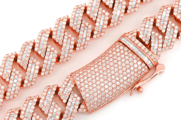 Baguette Diamond Hip Hop Cuban Chain Necklace  customdiamjewel   