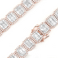 Round & Baguette Rectangle Halo Cuban Chain Necklace  customdiamjewel   