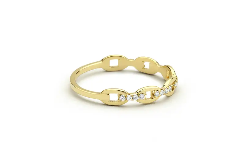 14k Gold Chain Link Pave Diamond Wedding Band  customdiamjewel   