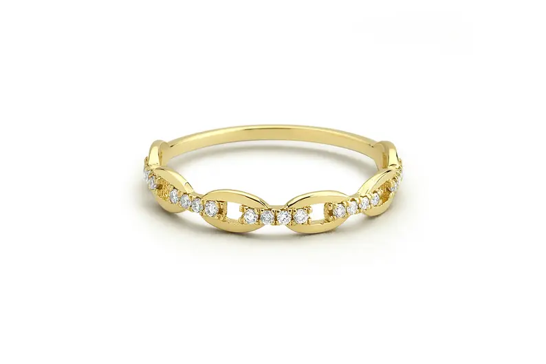 14k Gold Chain Link Pave Diamond Wedding Band  customdiamjewel 10 KT Solid Gold Yellow Gold VVS-EF