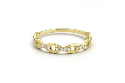 14k Gold Chain Link Pave Diamond Wedding Band  customdiamjewel 10 KT Solid Gold Yellow Gold VVS-EF