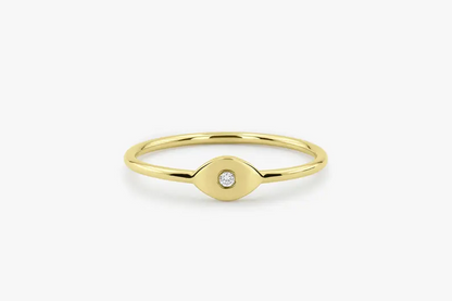 Single Natural Diamond Evil Eye Stacking Wedding Ring  customdiamjewel 10 KT Solid Gold Yellow Gold VVS-EF