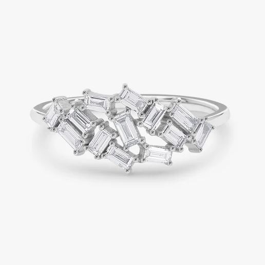 0.55CTW Real Baguette Diamond Stackable Cluster Wedding Band  customdiamjewel 10 KT Solid Gold White Gold VVS-EF