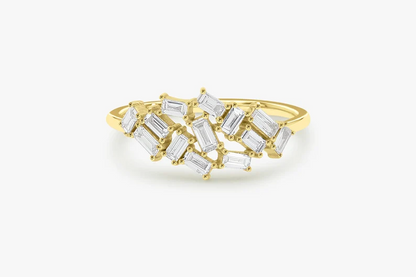 0.55CTW Real Baguette Diamond Stackable Cluster Wedding Band  customdiamjewel 10 KT Solid Gold Yellow Gold VVS-EF