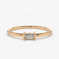 Solitaire Baguette Natural Diamond Wedding Ring  customdiamjewel 10 KT Solid Gold Rose Gold VVS-EF