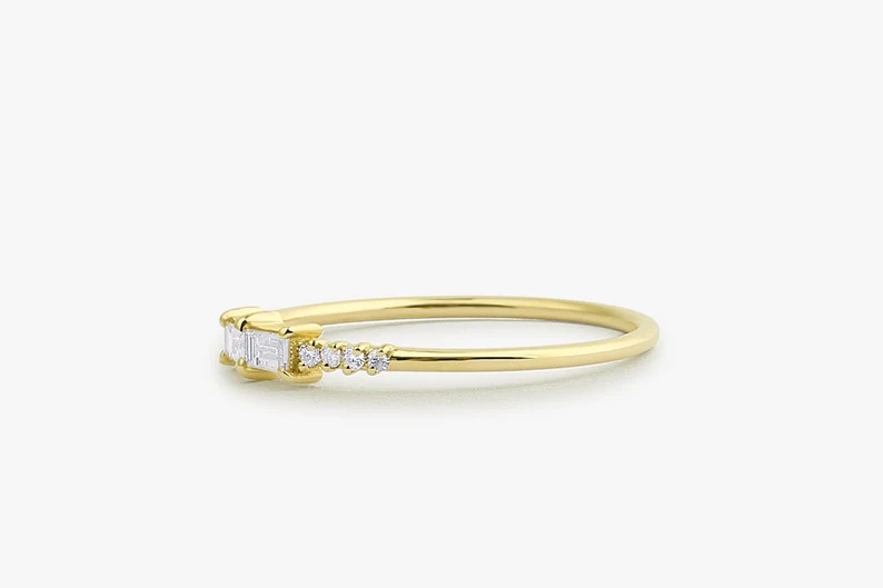 14k Gold Baguette Diamond Stacking Wedding Ring  customdiamjewel   
